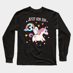 3. Geburtstag  Süßes Einhorn Mädchen Bday Long Sleeve T-Shirt